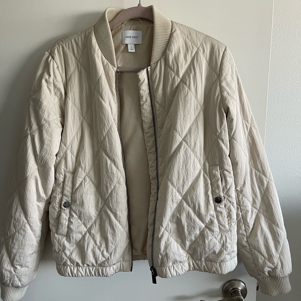 Nine West - Quilted Bomber Jacket Cream S